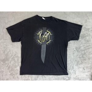 Korn Shirt Mens XL Black Band Rock Nu Metal Graphic Tee T-Shirt Short Sleeve